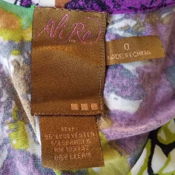 New ALI RO Purple Green Print Dress 0 - Picture 5 of 5